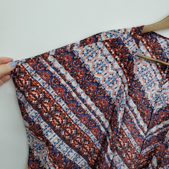 Athleta High Desert Silk Blend Multicolor Kimono Womens Size L Short Sleeve - Picture 9 of 14